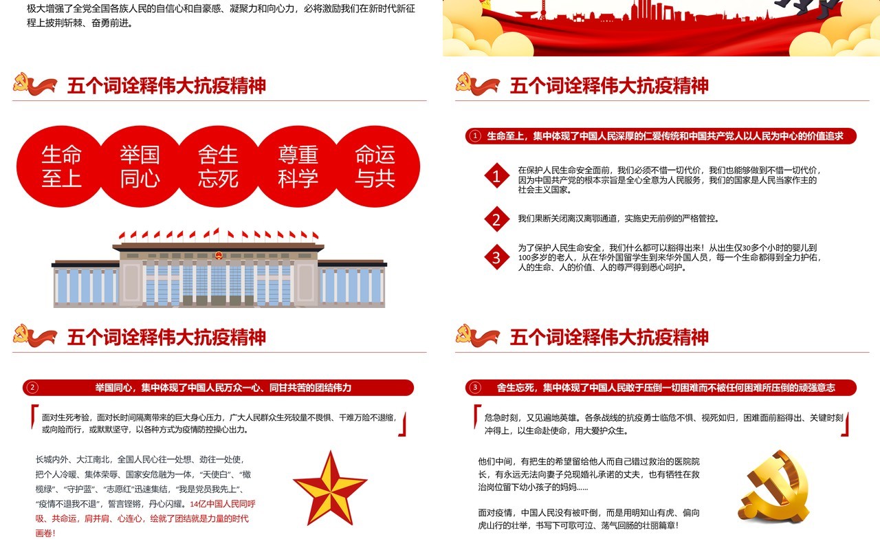 党课党建全国抗击新冠肺炎疫情表彰大会梳理总结PPT模板