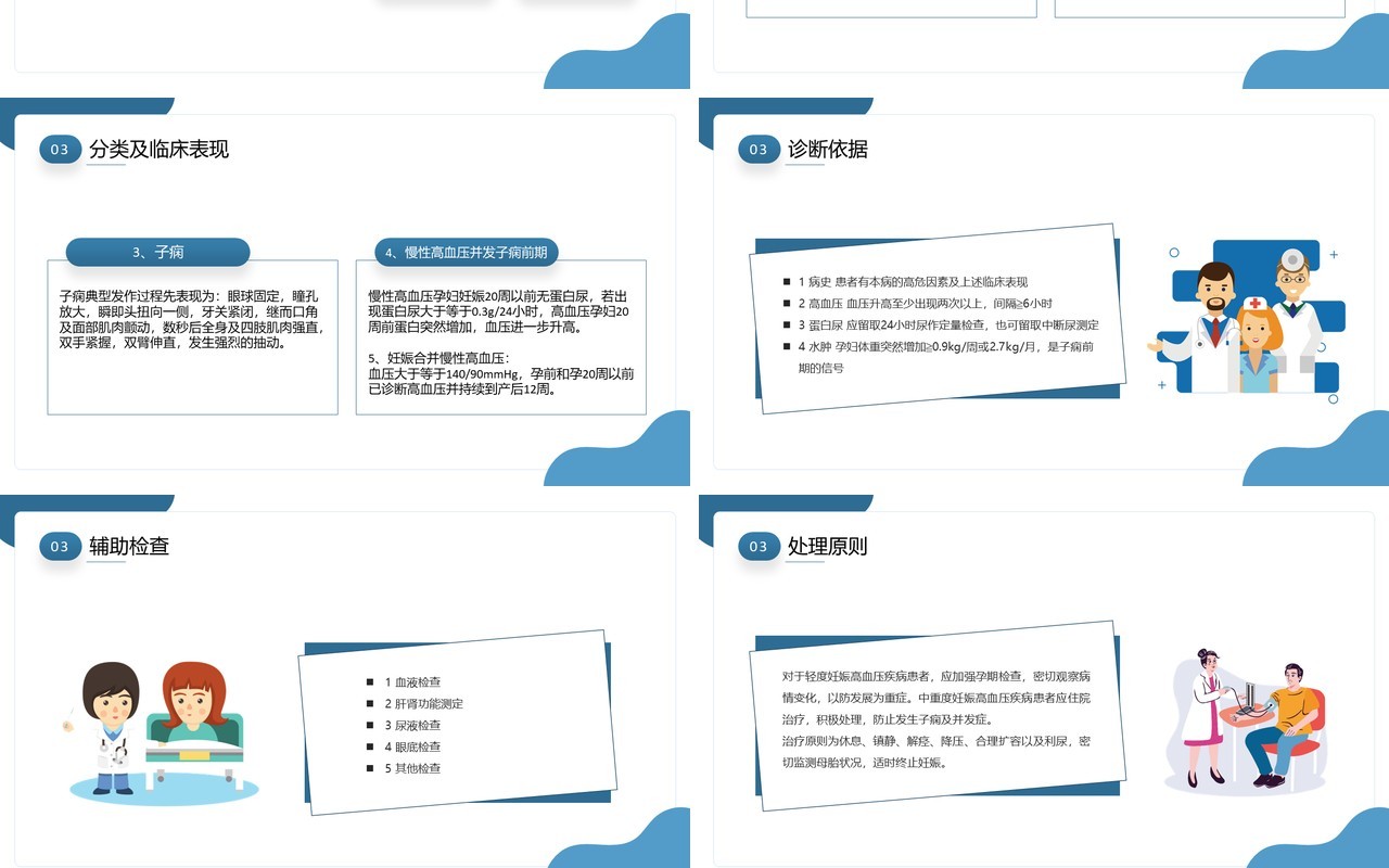 蓝色简约风子痫前期重度护理查房PPT模板