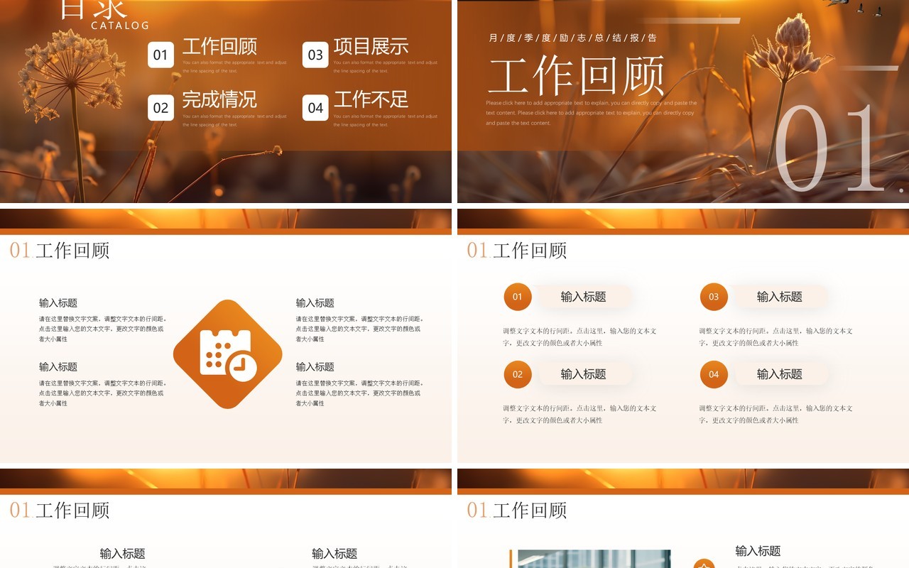 橙色简约风追光而遇向阳而生PPT模板