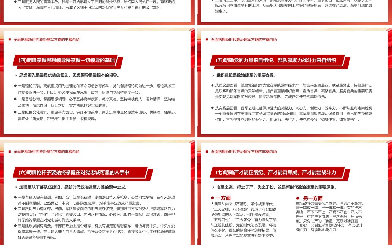 红色党政风落实新时代政治建军方略PPT模板