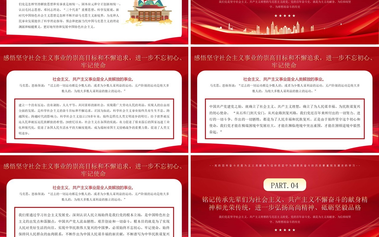 红色简约风党的历史发展学习PPT模板