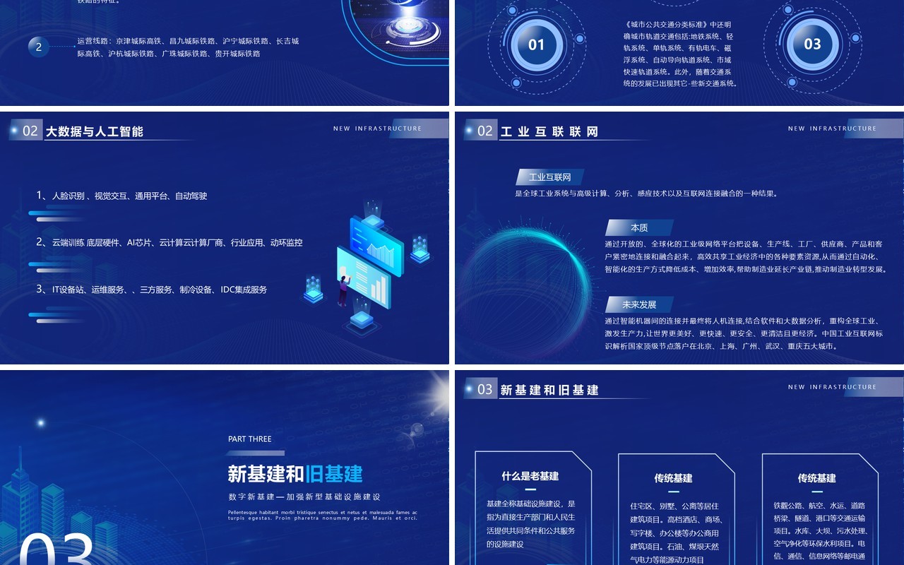 蓝色科技风聚焦新科技新基建宣传介绍动态PPT模板