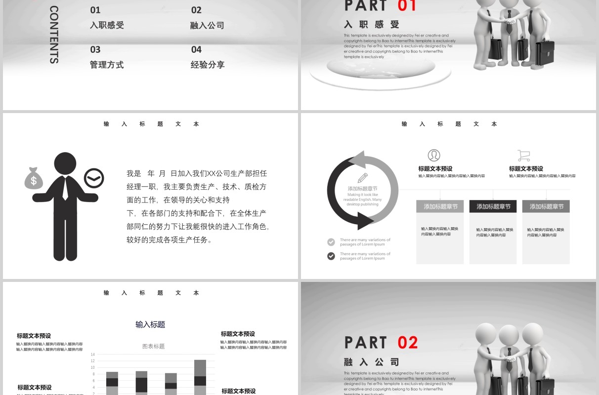 灰白色个人工作经验分享PPT模板