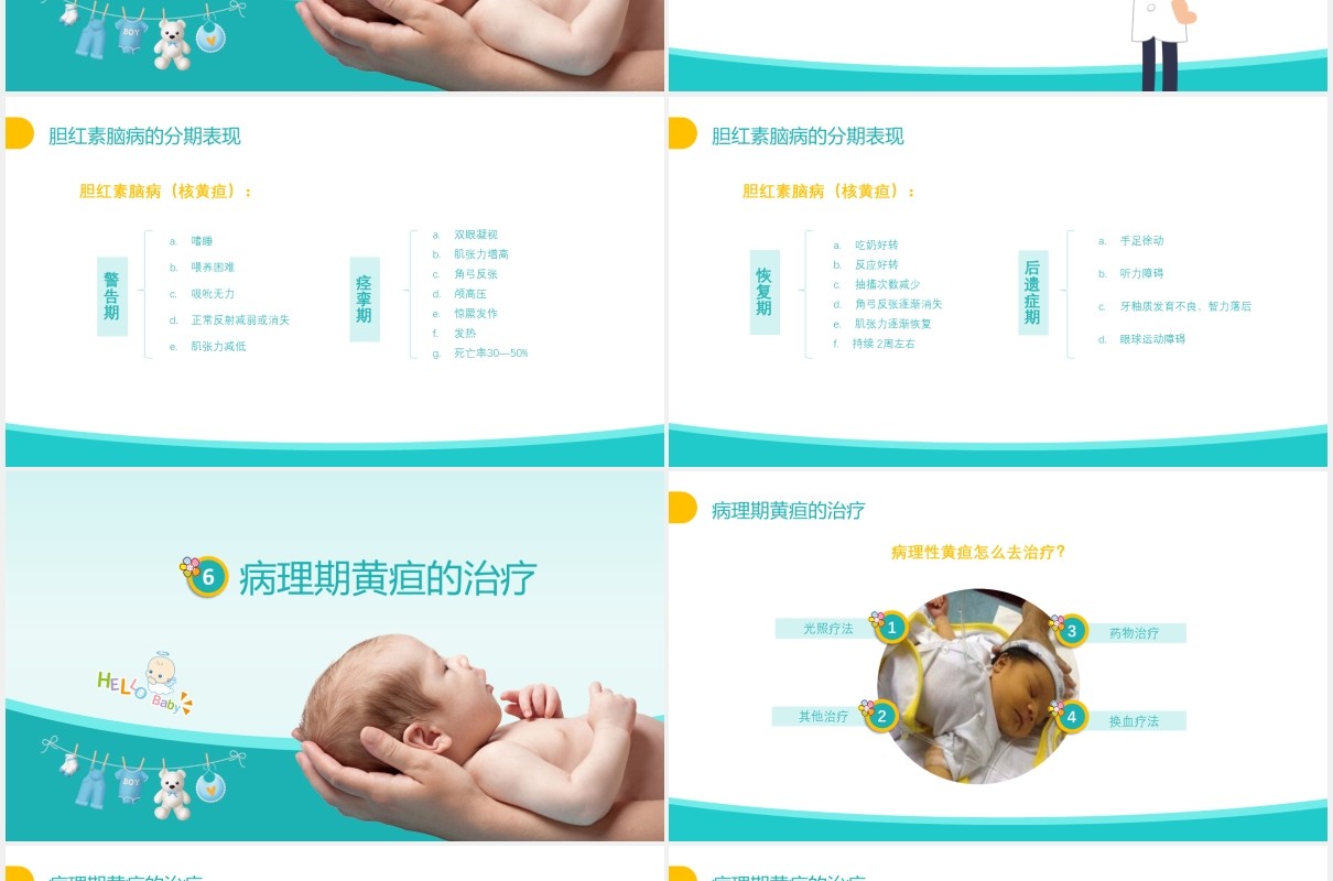 蓝色新生儿黄疸母婴护理培训PPT模板
