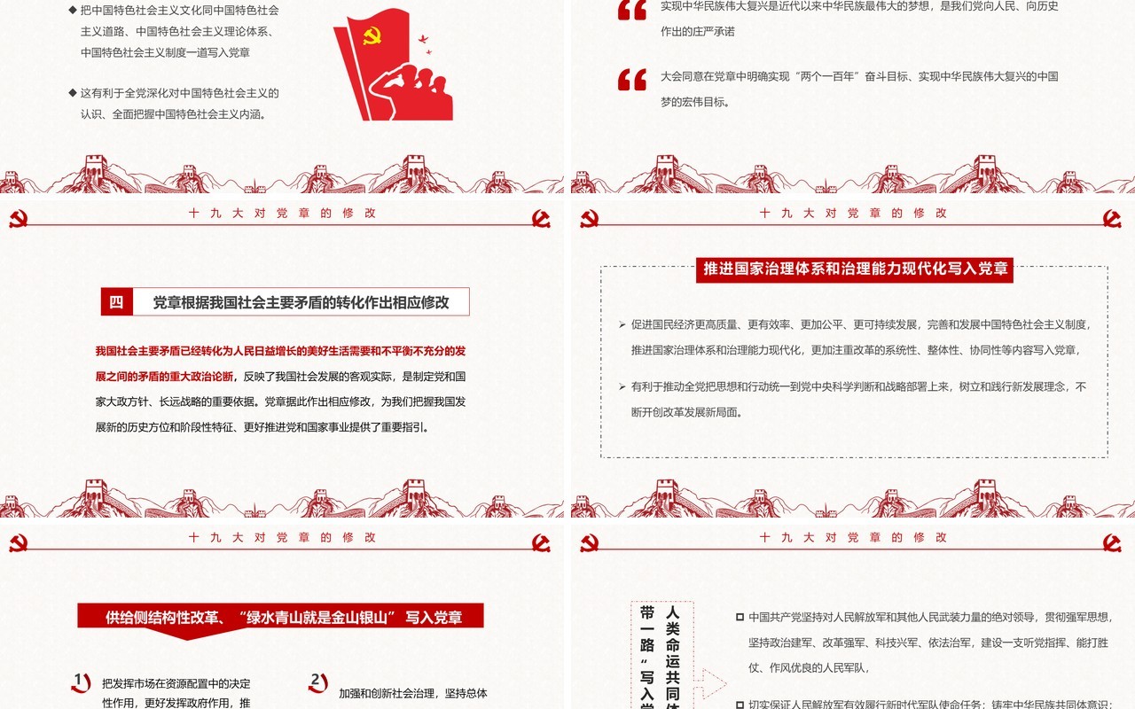 红色简约学新党章做合格党员PPT模板