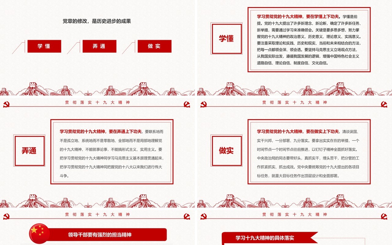 红色简约学新党章做合格党员PPT模板