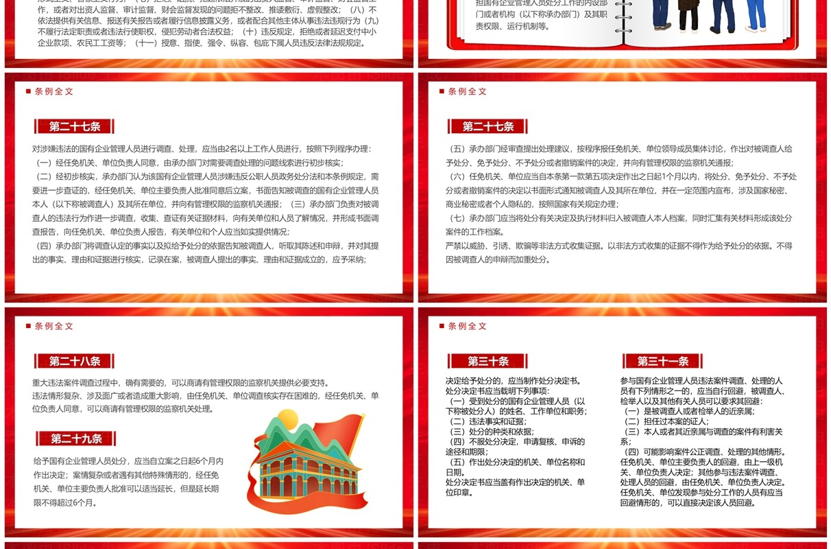 红色党政国有企业管理人员处分条例PPT模板