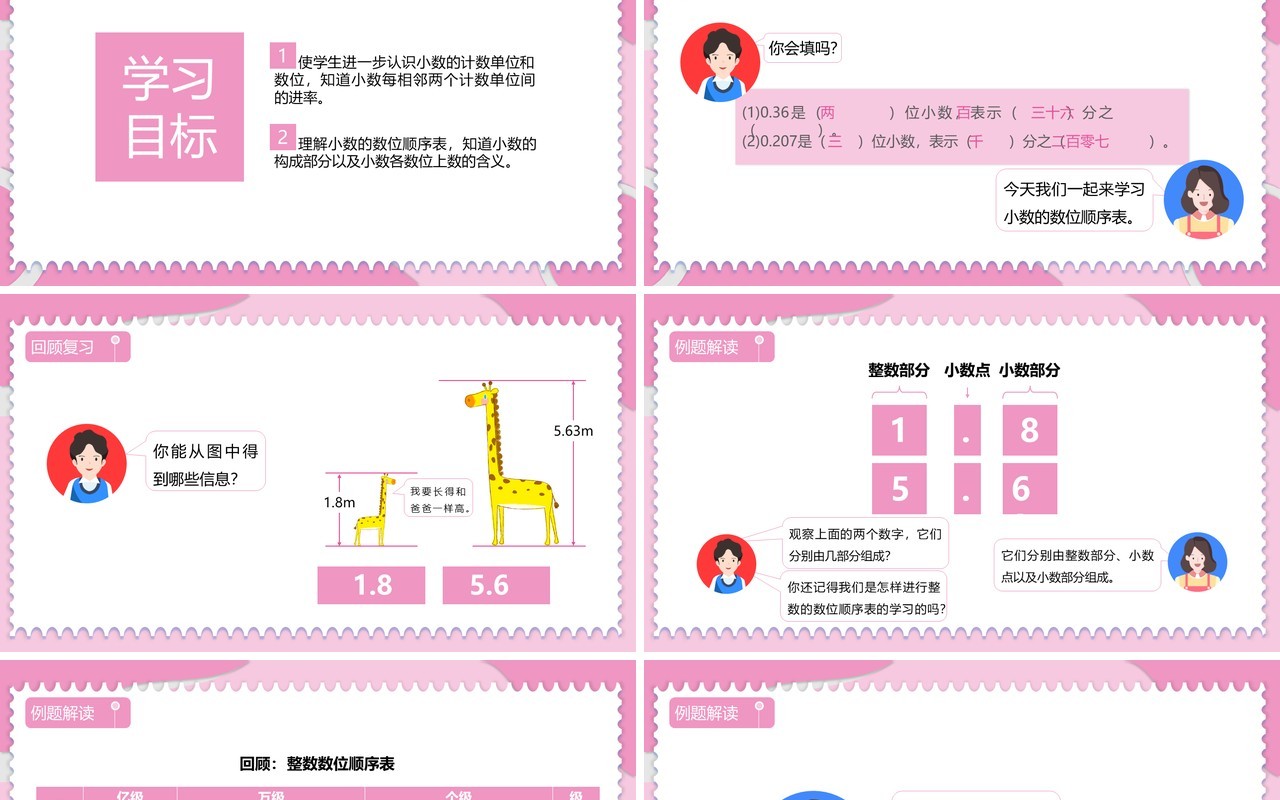 部编版四年级数学下册小数的读法和写法课件PPT模板