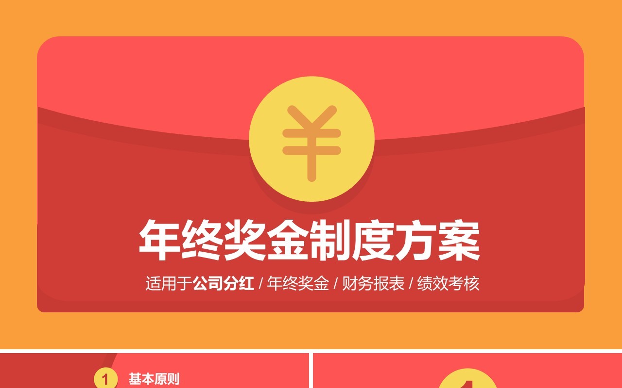 创意红包企业培训奖金分红方案PPT模版