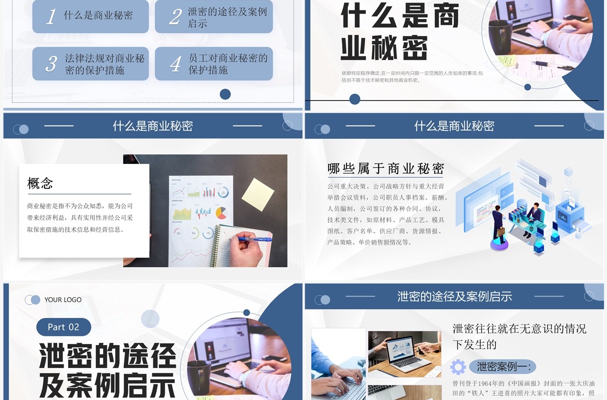 蓝色商务风公司保密培训PPT模板