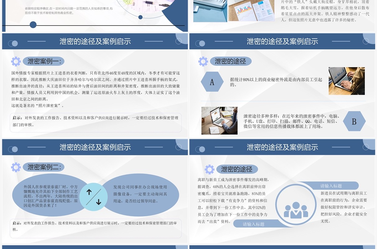 蓝色商务风公司保密培训PPT模板