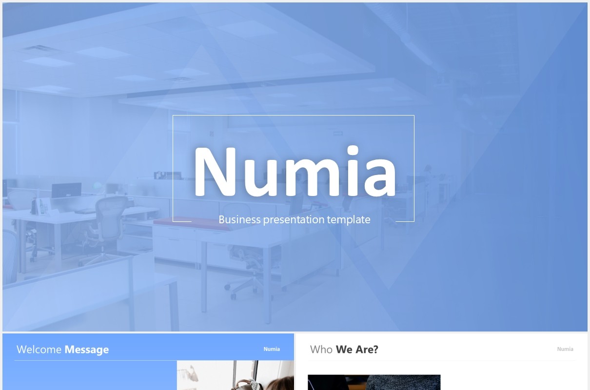 蓝色简约工作报告总结公司宣传PPT模板Numia - Blue
