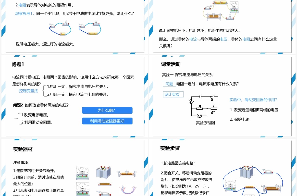 部编版九年级物理全册电流与电压和电阻的关系课件PPT模板