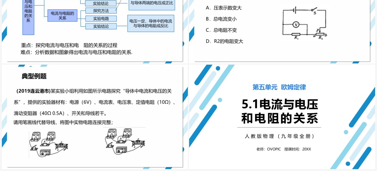 部编版九年级物理全册电流与电压和电阻的关系课件PPT模板