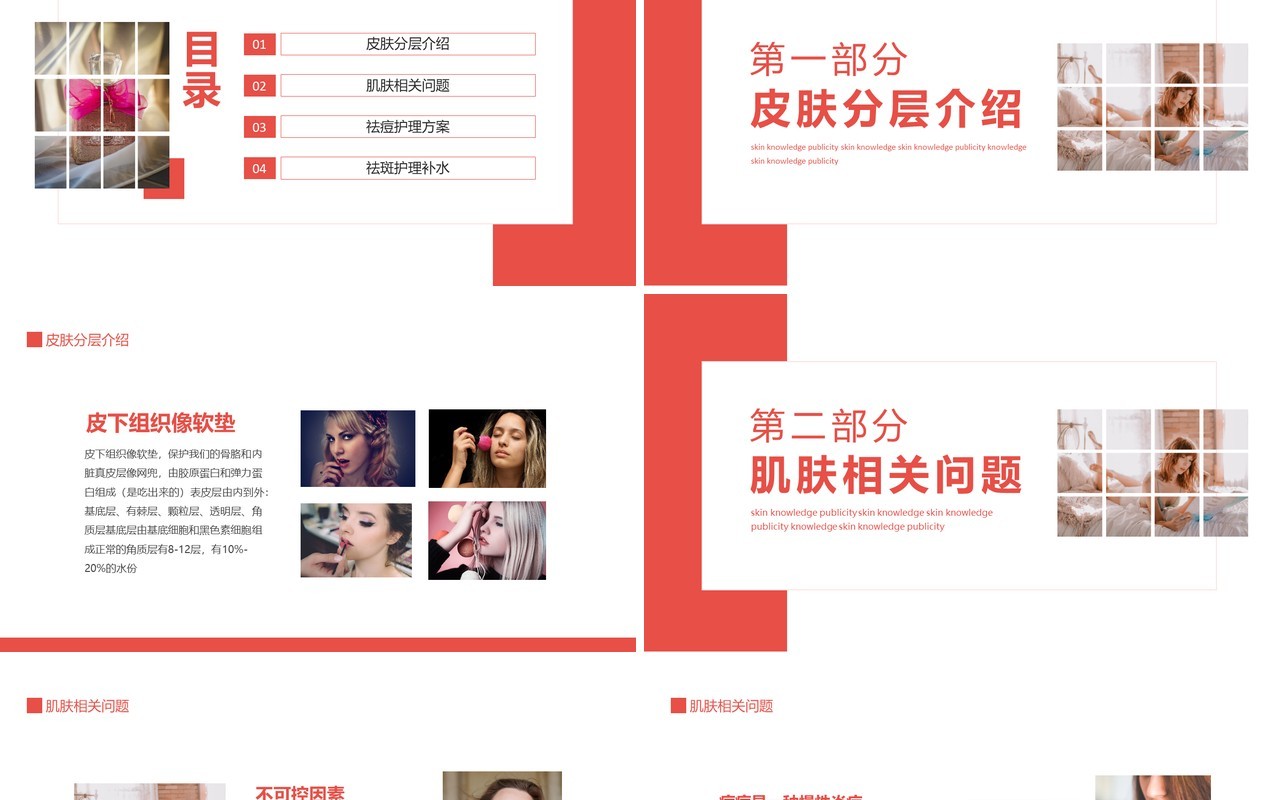 皮肤分层肌肤问题及补水护理方案动态PPT模板