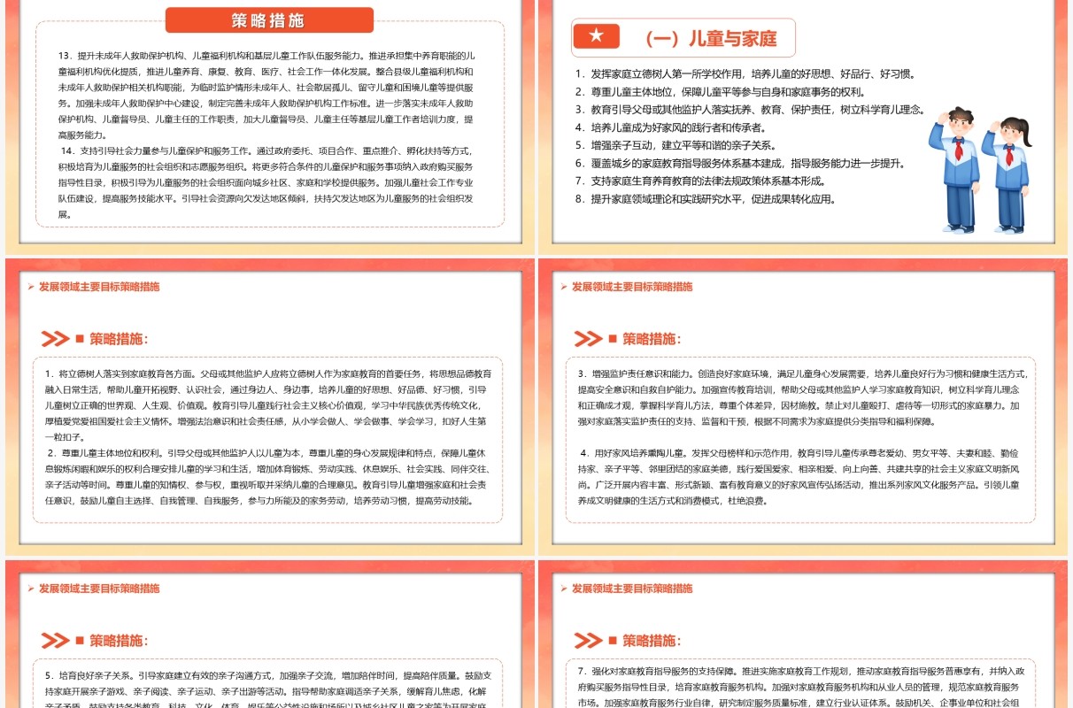 红色中国风中国儿童发展纲要汇报PPT模板