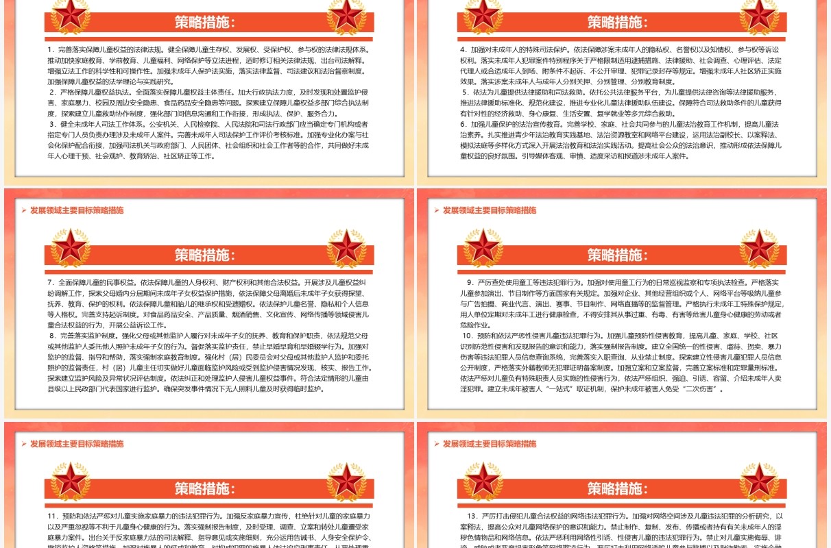 红色中国风中国儿童发展纲要汇报PPT模板