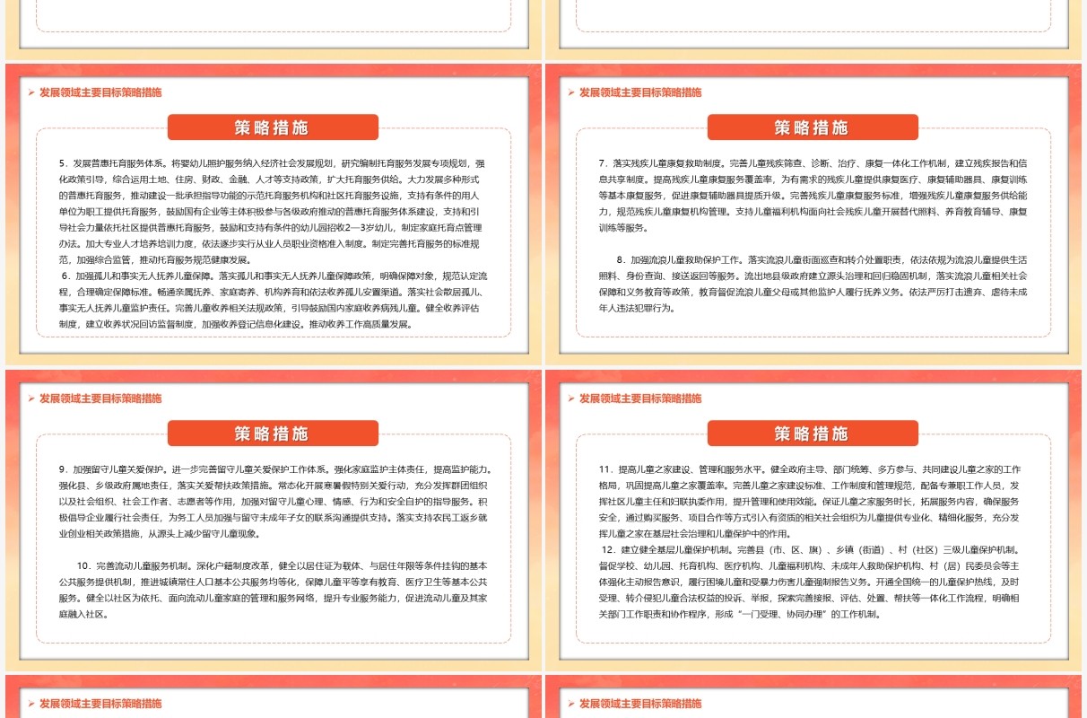 红色中国风中国儿童发展纲要汇报PPT模板