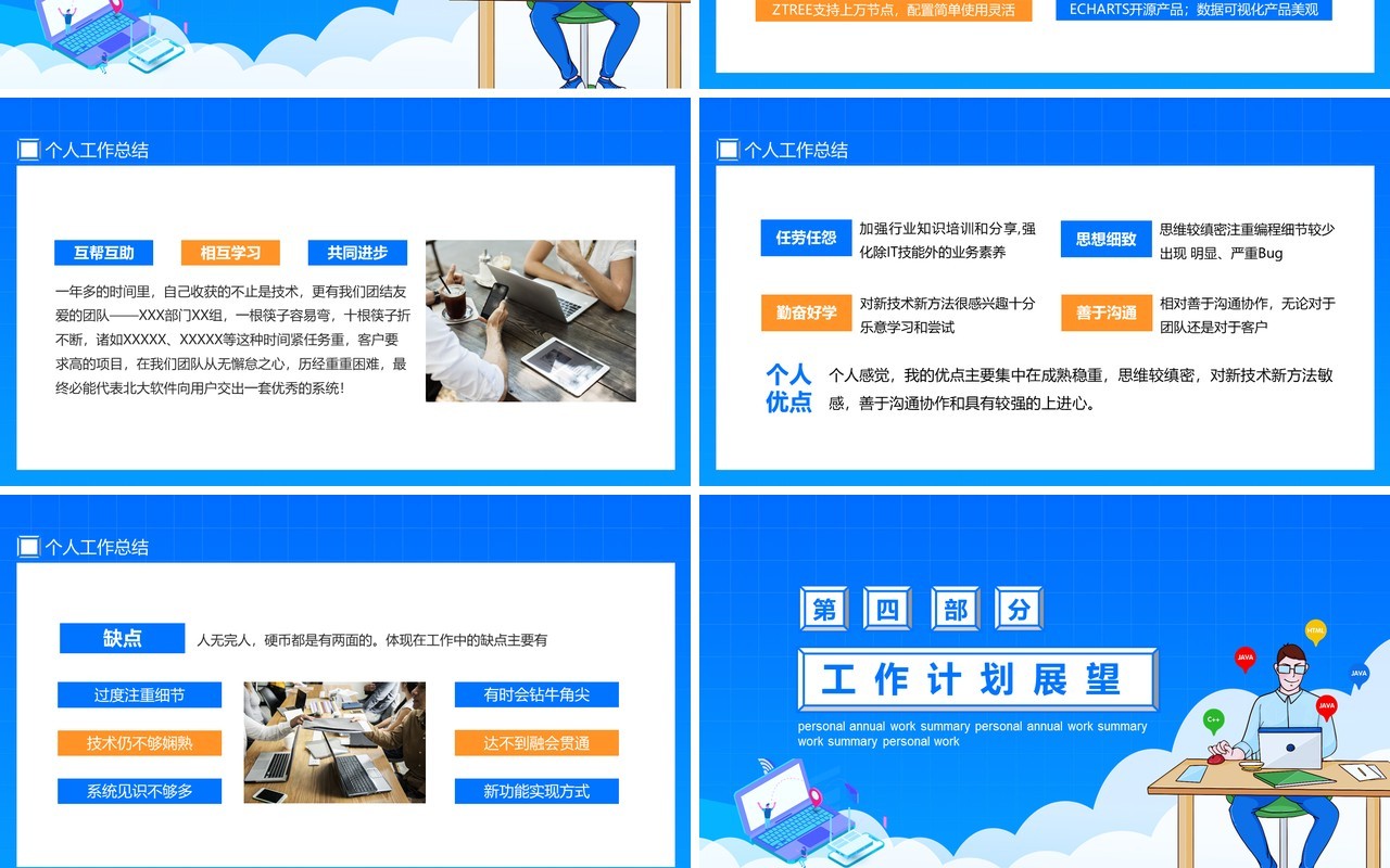 蓝色程序员个人年度工作总结计划报告动态PPT模板