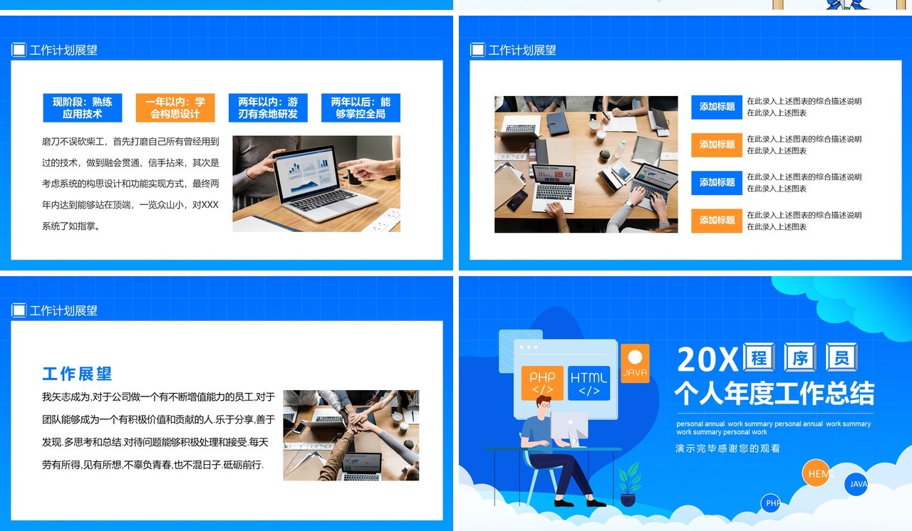 蓝色程序员个人年度工作总结计划报告动态PPT模板