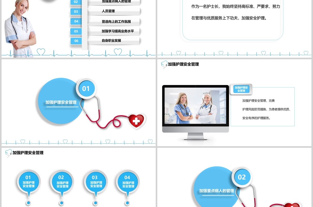 简约护士长工作述职汇报PPT模板