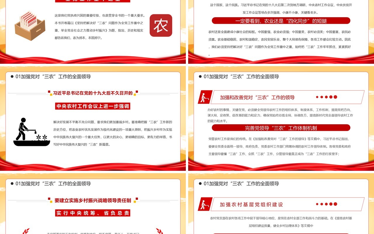 红色简约新时代“三农”工作的行动纲领和根本遵循PPT模板