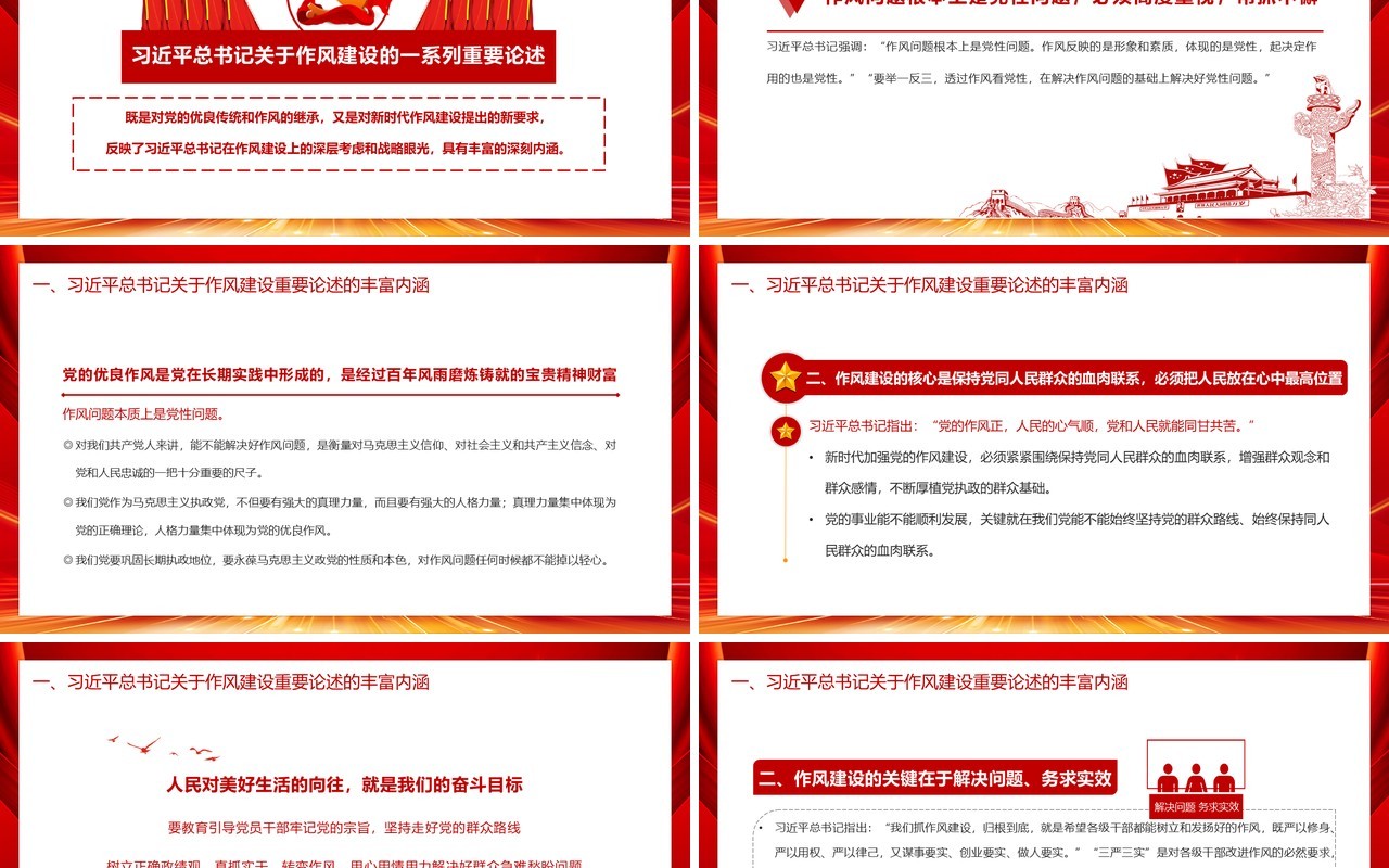 红色党政风学习习近平总书记关于作风建设的重要论述教育PPT课件