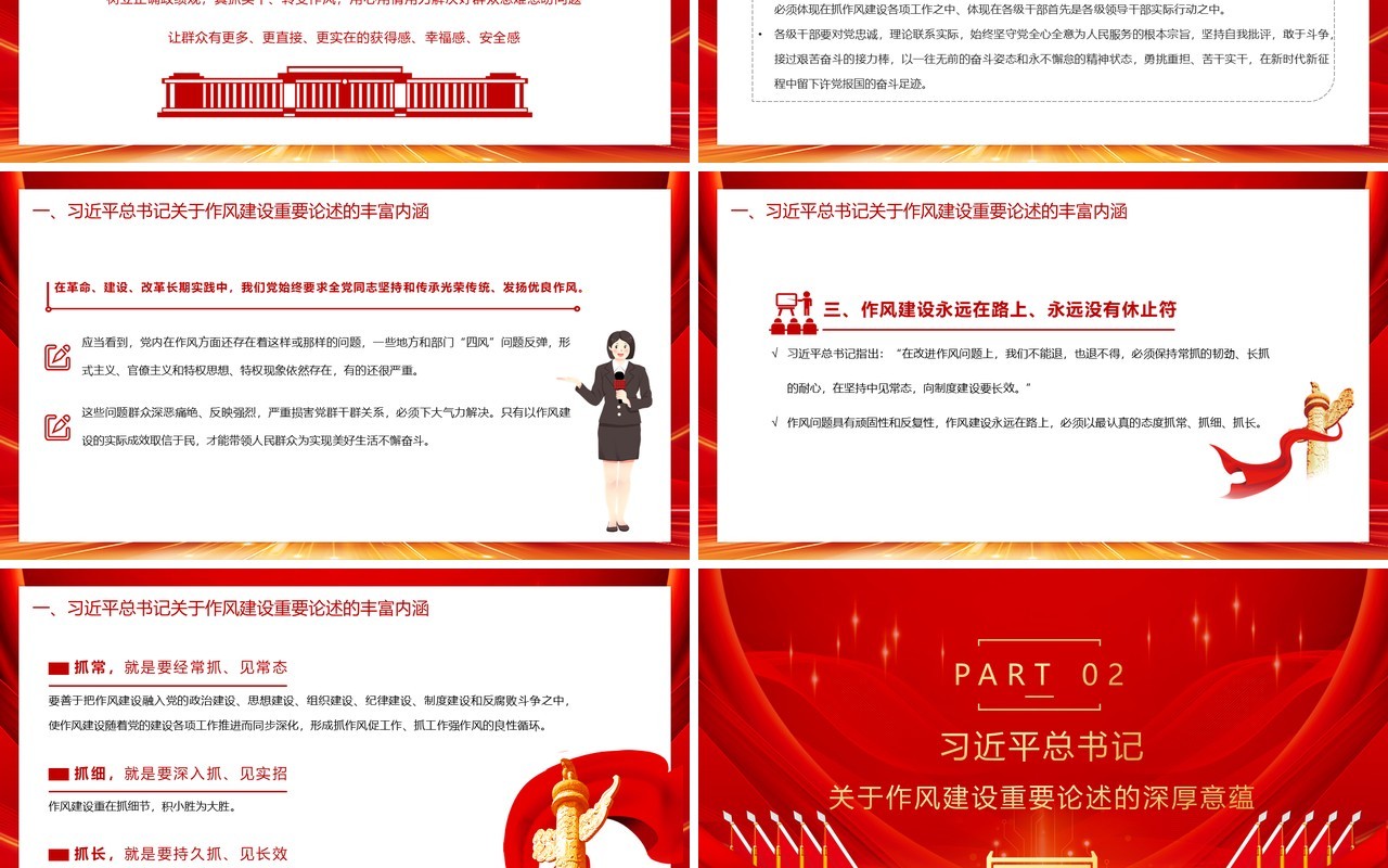 红色党政风学习习近平总书记关于作风建设的重要论述教育PPT课件