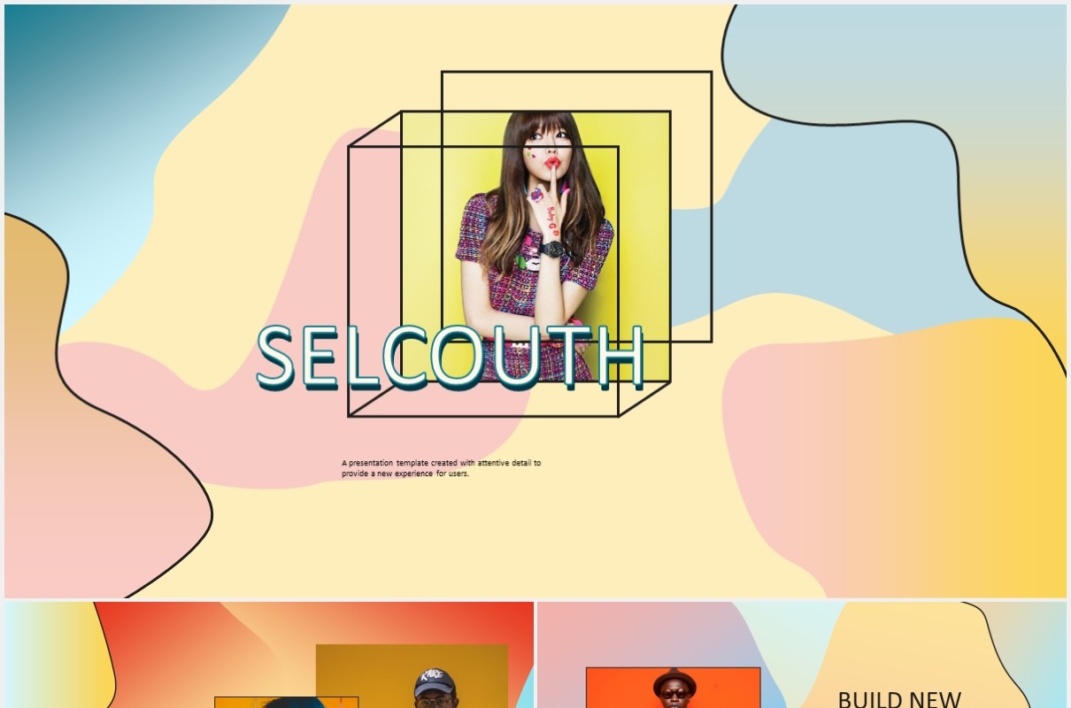 创意彩色组合时尚作品展示宣传PPT模板selcouth pastel portfolio creative