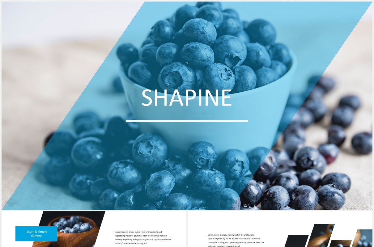 蓝色国外图片排版PPT信息图表模板Shapine - Powerpoint Template