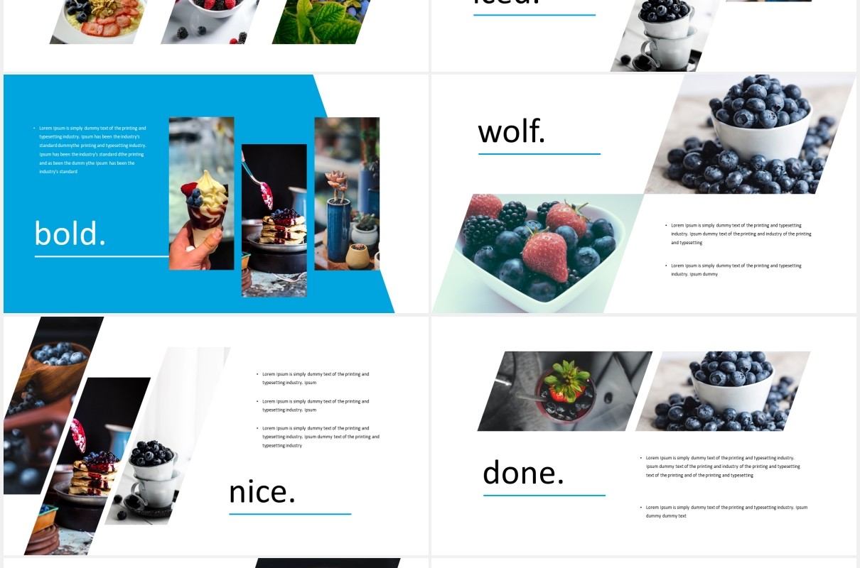 蓝色国外图片排版PPT信息图表模板Shapine - Powerpoint Template