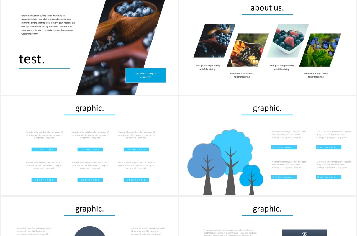 蓝色国外图片排版PPT信息图表模板Shapine - Powerpoint Template