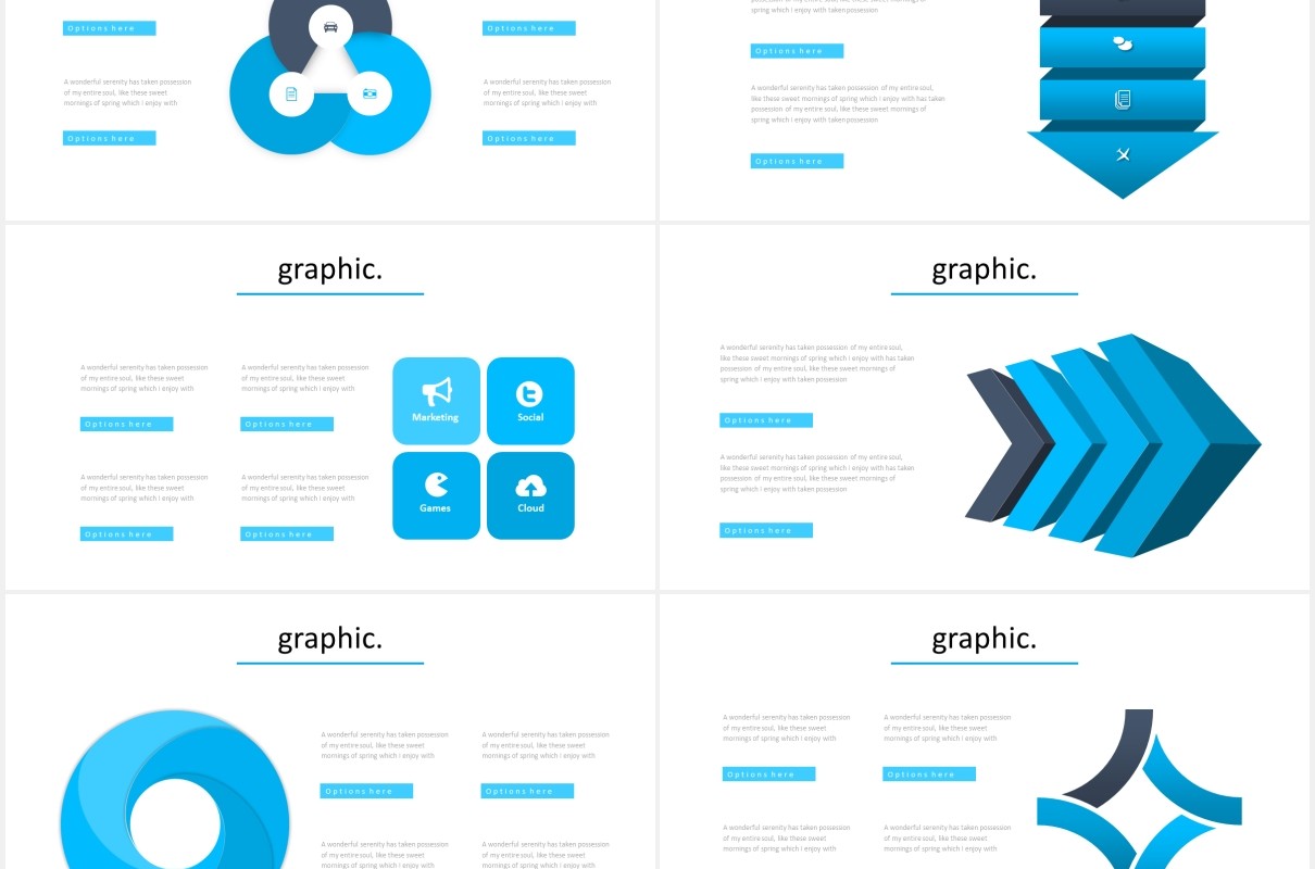 蓝色国外图片排版PPT信息图表模板Shapine - Powerpoint Template