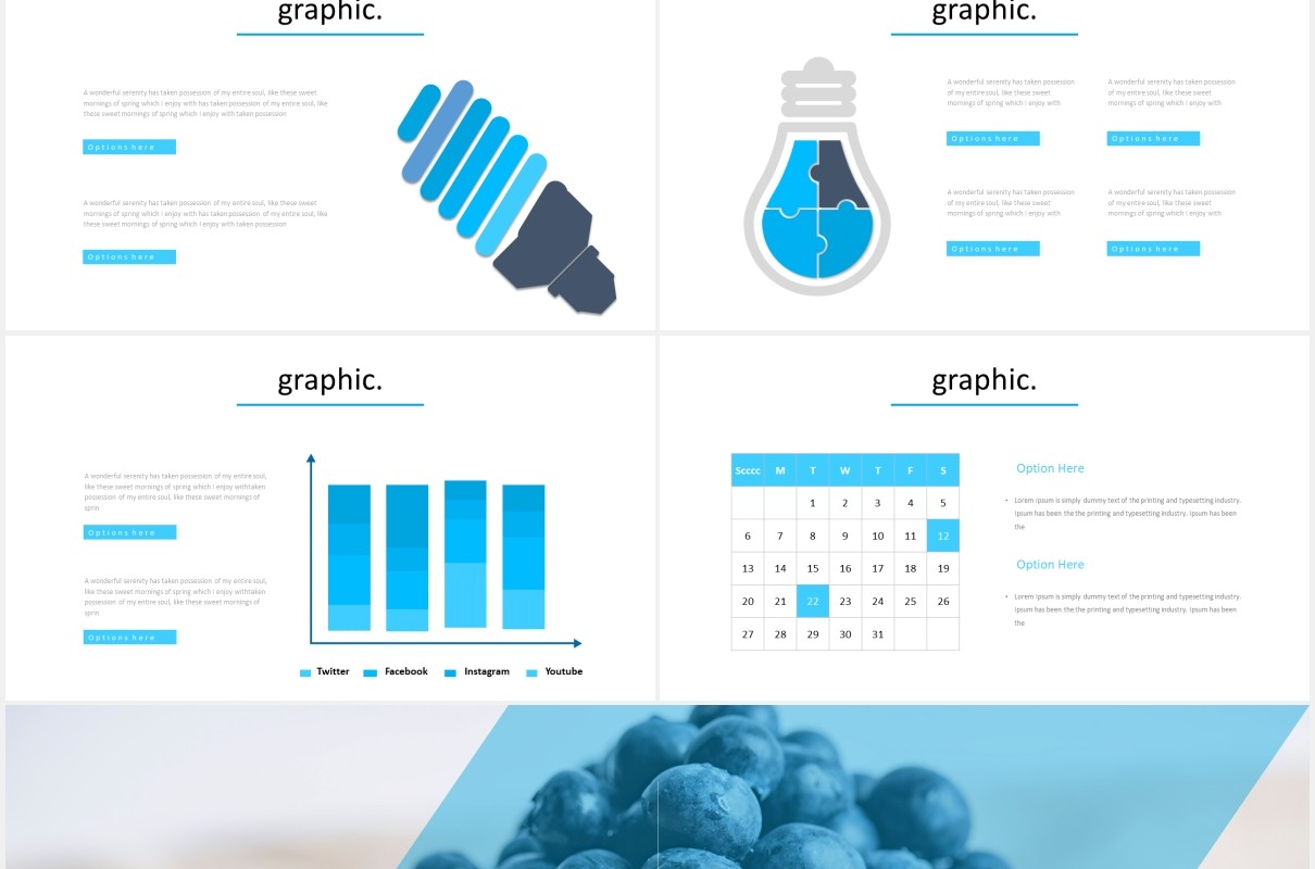 蓝色国外图片排版PPT信息图表模板Shapine - Powerpoint Template