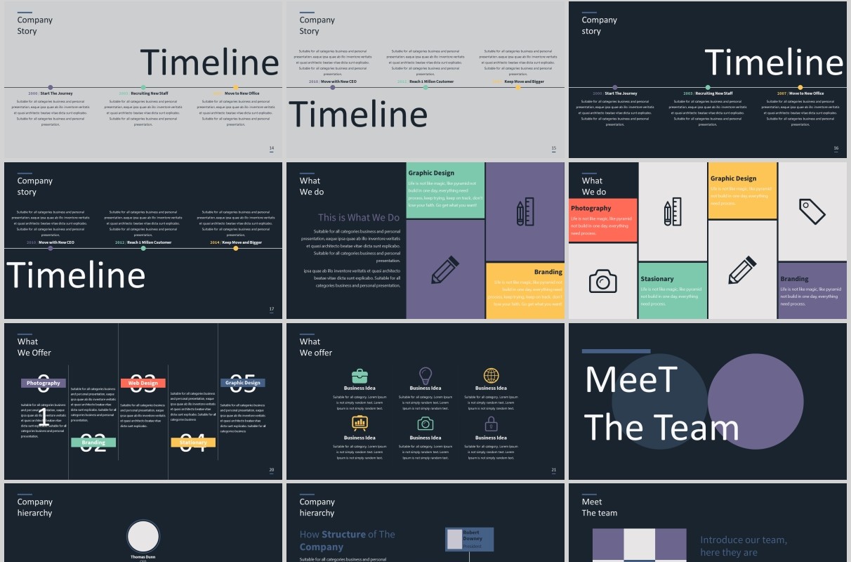 深色高端工作项目计划书数据表格PPT模板排版设计SIMPLE Powerpoint Presentation Template
