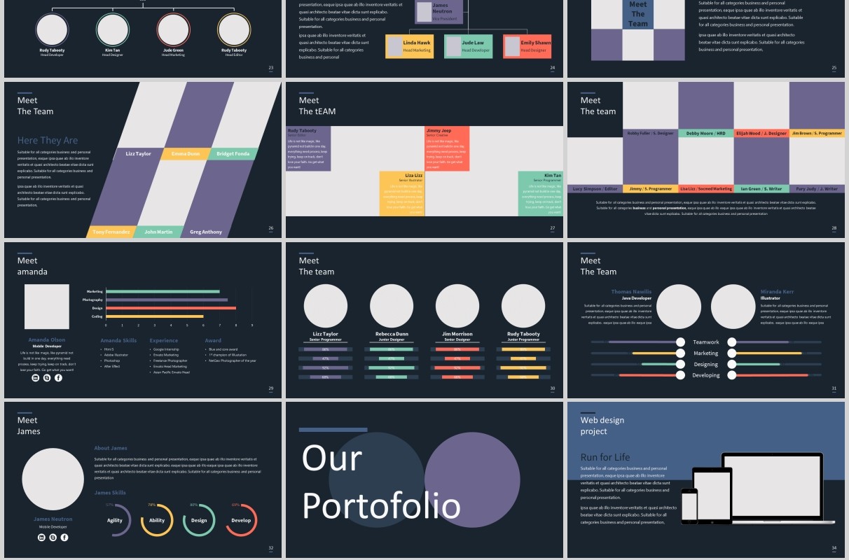 深色高端工作项目计划书数据表格PPT模板排版设计SIMPLE Powerpoint Presentation Template