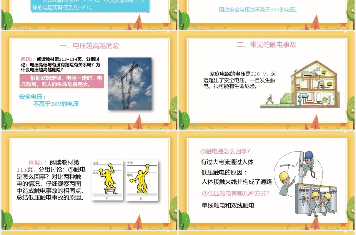 卡通学生安全用电教育培训课件PPT模板