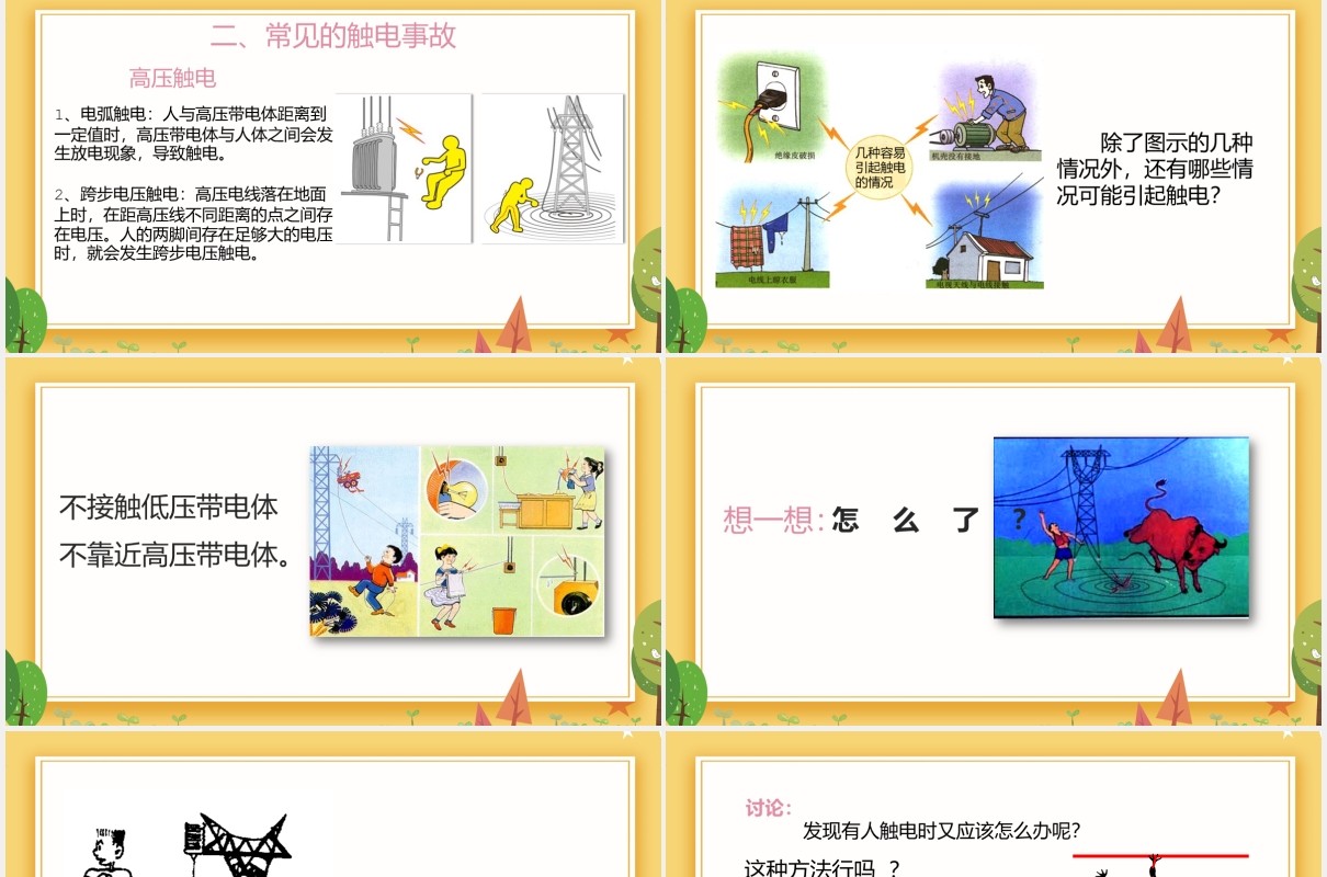 卡通学生安全用电教育培训课件PPT模板