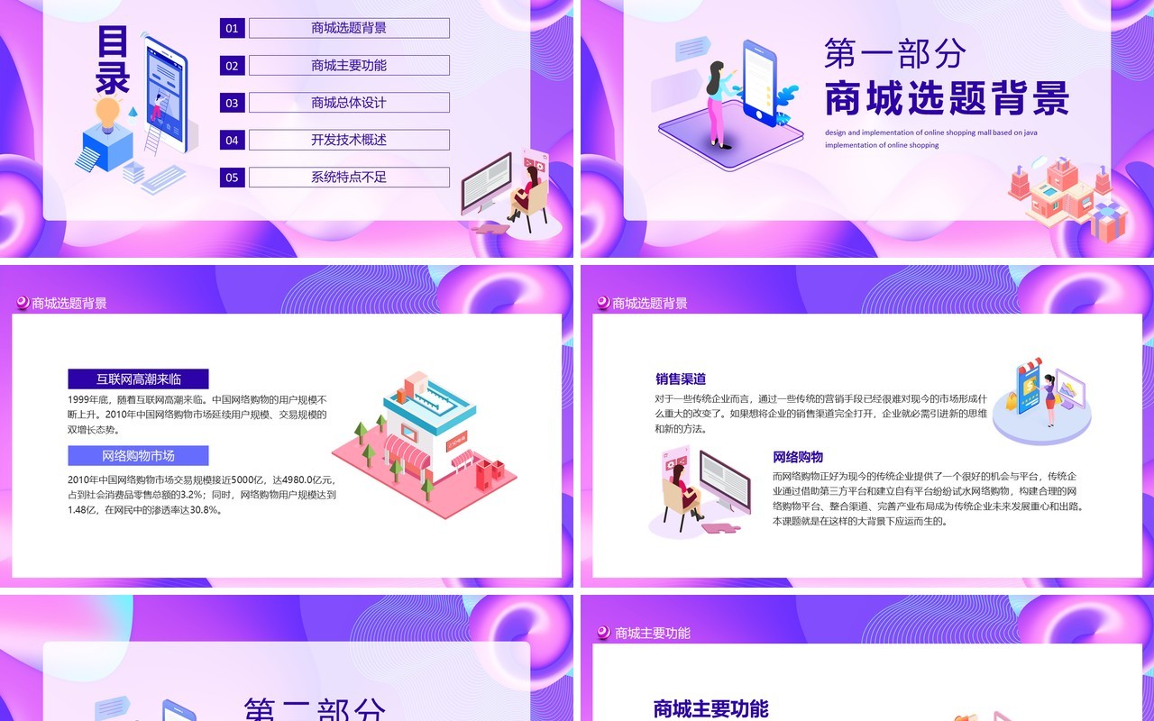 基于JAVA的网上商城设计与实现动态PPT模板