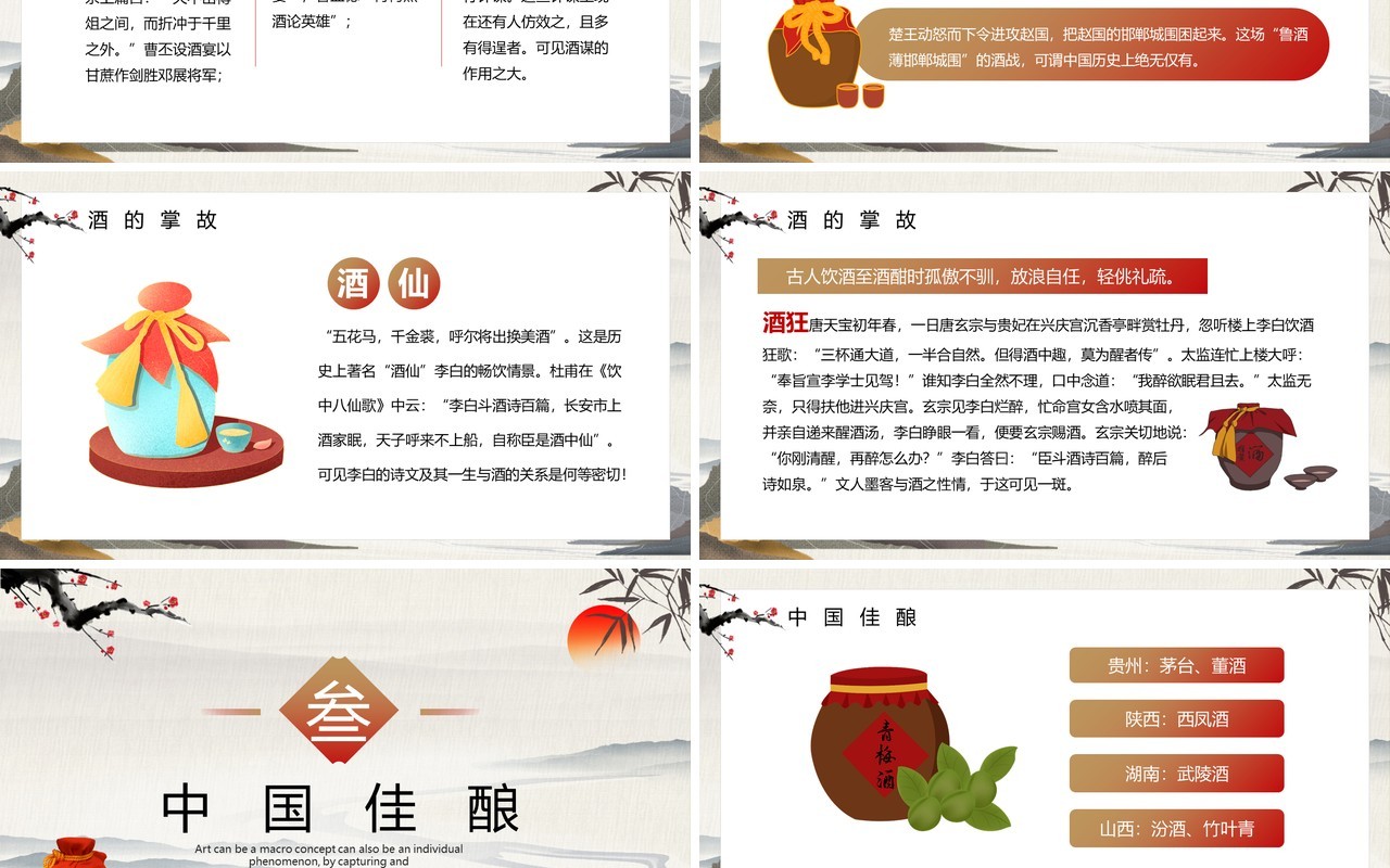 棕色淡雅中国风中国酒文化PPT模板