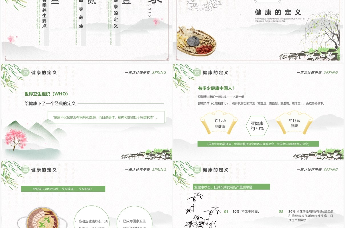 中国水墨风春季养生知识培训宣传PPT模板