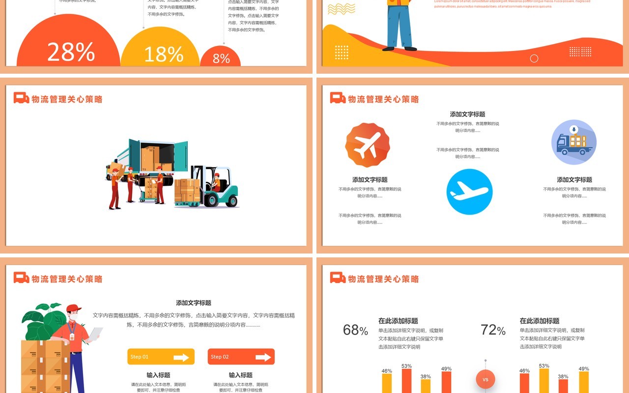 橙色卡通风物流管理专业毕业答辩PPT模板