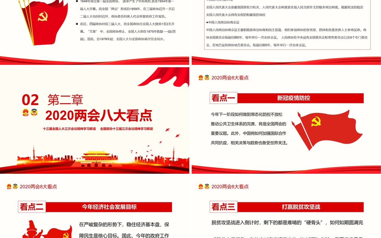 两会会议精神解读政府工作报告党建PPT模板