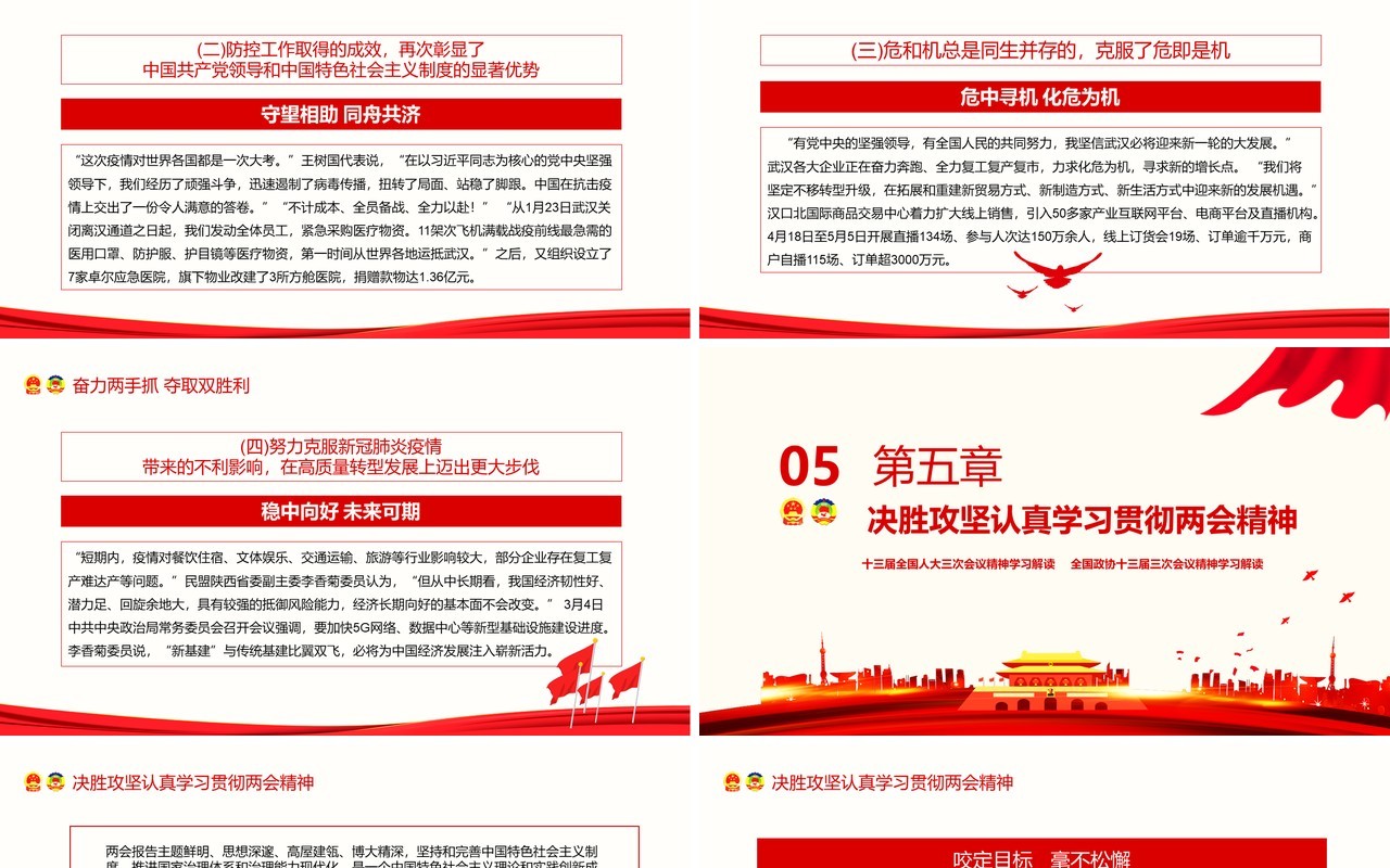 两会会议精神解读政府工作报告党建PPT模板