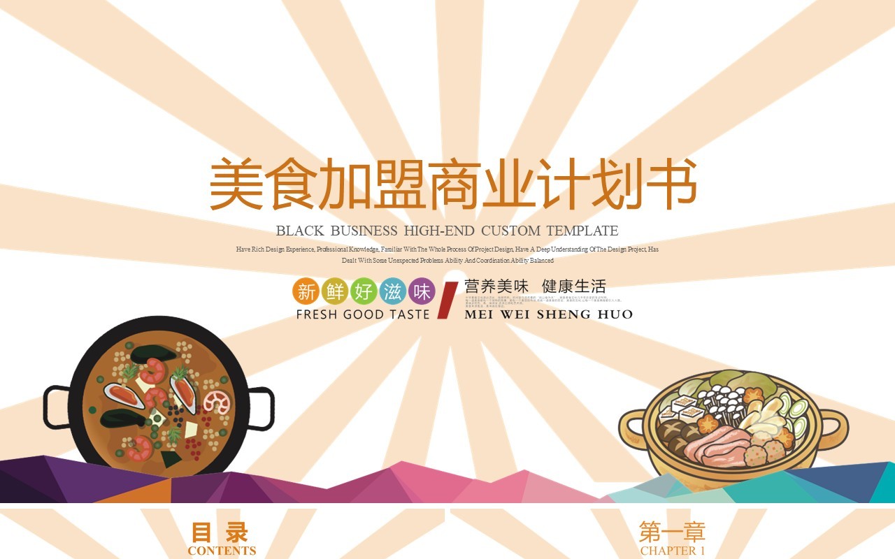 美食餐饮加盟招商商业计划书PPT模板