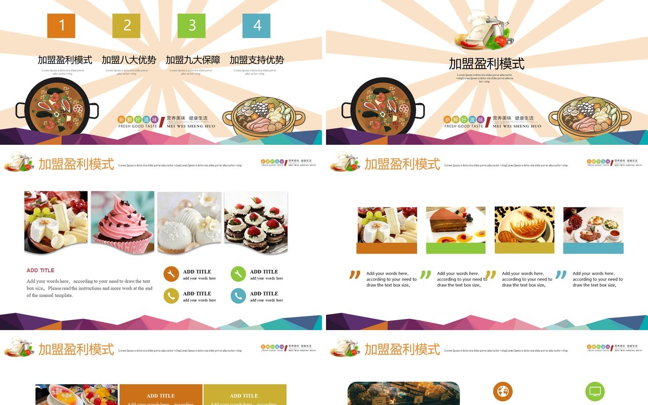 美食餐饮加盟招商商业计划书PPT模板