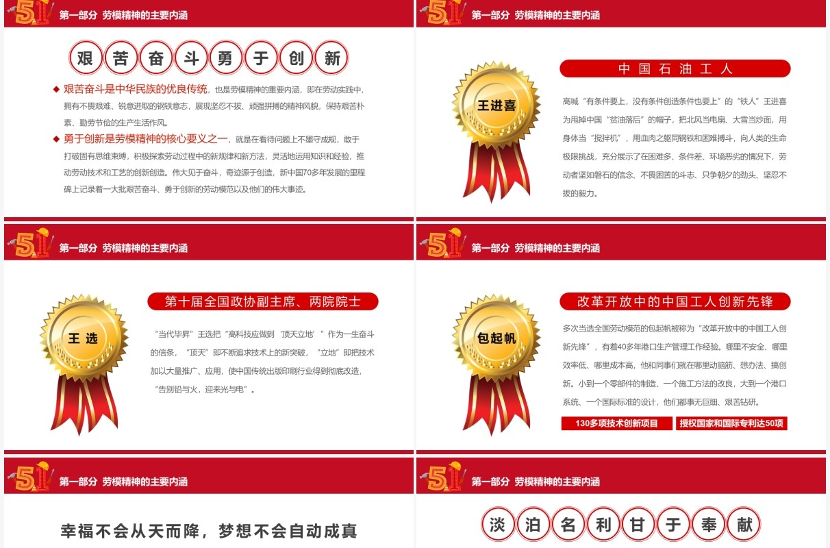 红色简约51劳动节专题党课PPT模板