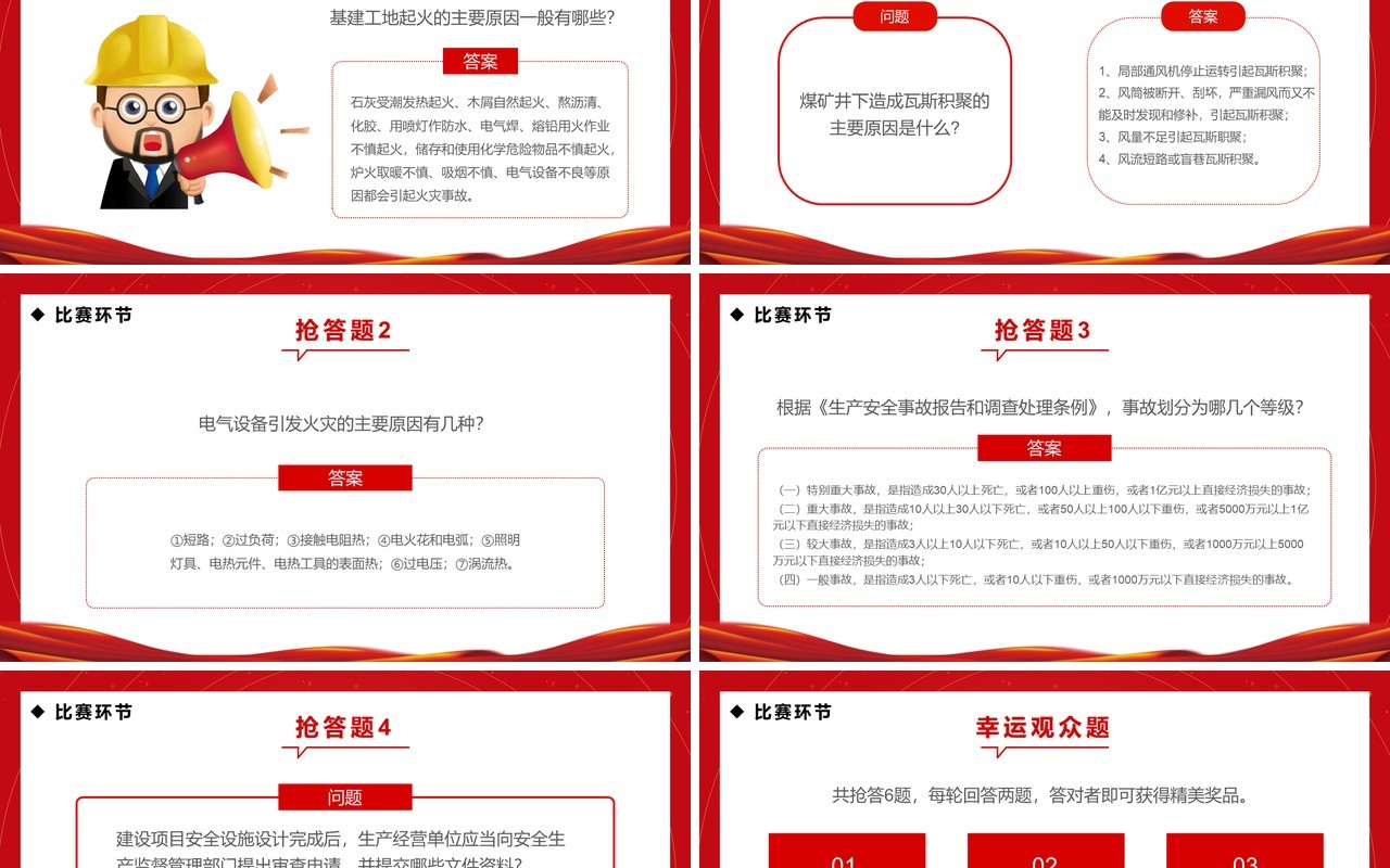 红金简约风安全生产月知识竞赛PPT模板
