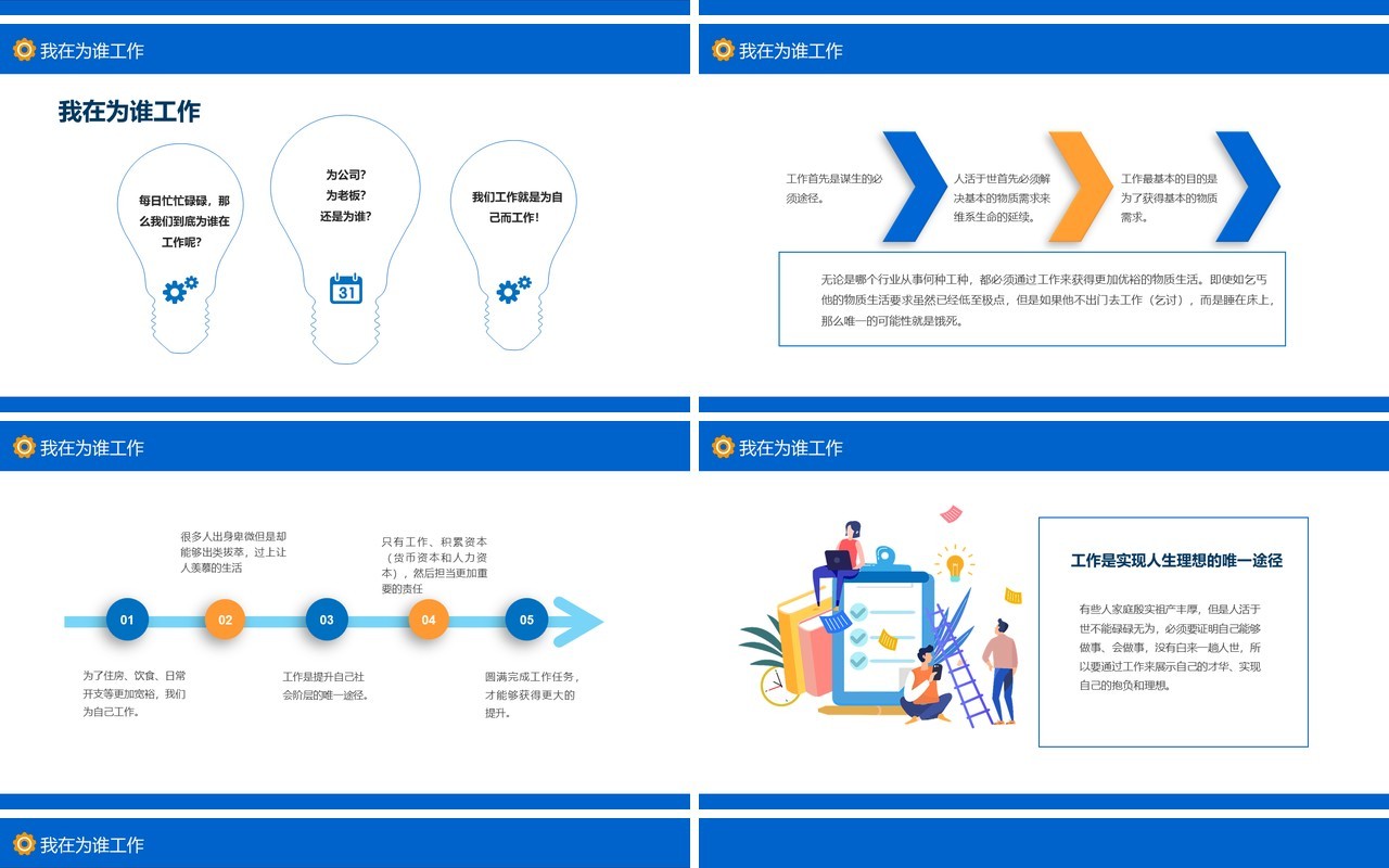 蓝色公司入职员工管理培训销售人员心态培训课件动态PPT模板
