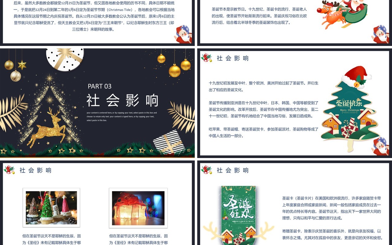 创意设计卡通风圣诞节介绍PPT模板